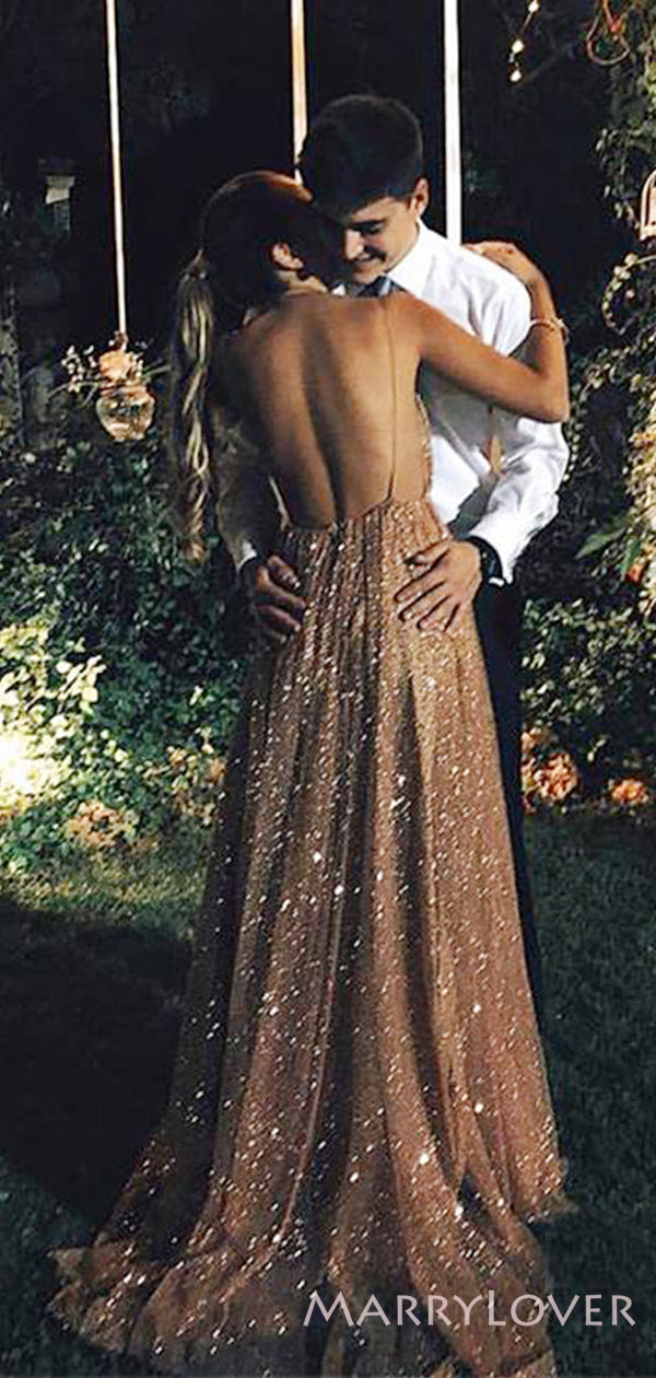 Spaghetti Straps White Sequin Long Evening Prom Dresses, A-line V Neck MarryLover Spaghetti Straps White Sequin Long Evening Prom Dresses, A-line V Neck MarryLover