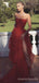 Red Strapless Long Evening Prom Dresses,  Custom Formal Side Slit Prom Dress, MR8308