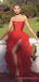 Red Strapless Long Evening Prom Dresses,  Custom Formal Side Slit Prom Dress, MR8308