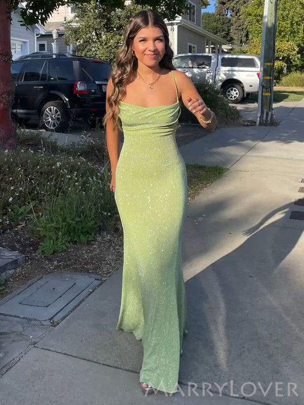Spaghetti Straps Sparkly Long Evening Prom Dresses, Mermaid Custom Pro MarryLover Spaghetti Straps Sparkly Long Evening Prom Dresses, Mermaid Custom Pro MarryLover