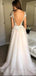 A-line Tulle Appliques Long Evening Prom Dresses, Custom High Slit Prom Dress, MR8522