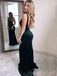 Simple Dark Green Velvet Mermaid Long Evening Prom Dresses, Custom Backless Prom Dress, MR8601