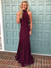 Mermaid Halter Mulberry Long Evening Prom Dresses, Custom Prom Dress, MR8605