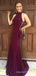 Mermaid Halter Mulberry Long Evening Prom Dresses, Custom Prom Dress, MR8605