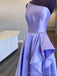 One Shoulder Satin Beaded Long Evening Prom Dresses, Custom A-line Prom Dress, MR8612