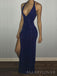 Unique Halter Royal Blue Sequins Mermaid Sequins Long High Slit Evening Prom Dresses, Custom prom Dress, MR8737