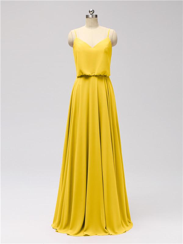 Spaghetti Strap Chiffon Floor Length Bridesmaid Dresses