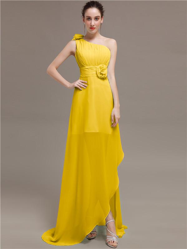 One Shoulder Flowers Bridesmaid Dresses