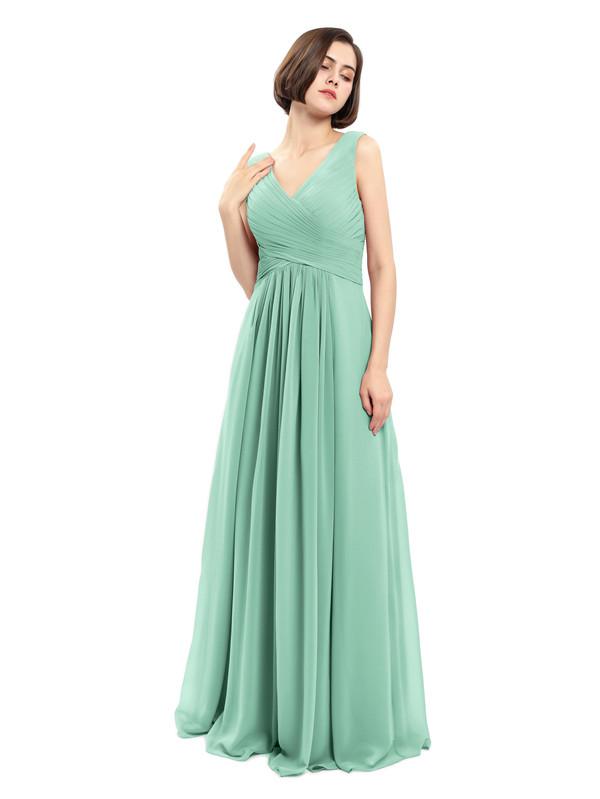 A-line V-neck Sleeveless Chiffon Bridesmaid Dresses