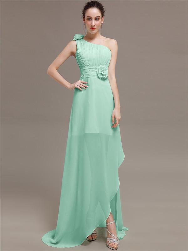 One Shoulder Flowers Bridesmaid Dresses