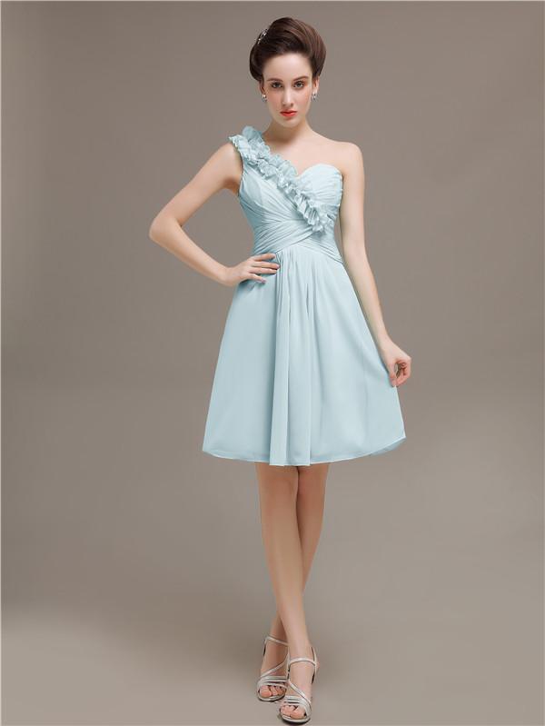 One Shoulder Pleats Bridesmaid Dresses