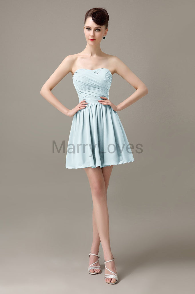 Sweetheart Chiffon Short Bridesmaid Dresses