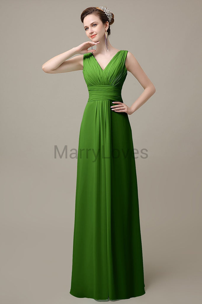 V-Neck Sleeveless Chiffon Bridesmaid Dresses