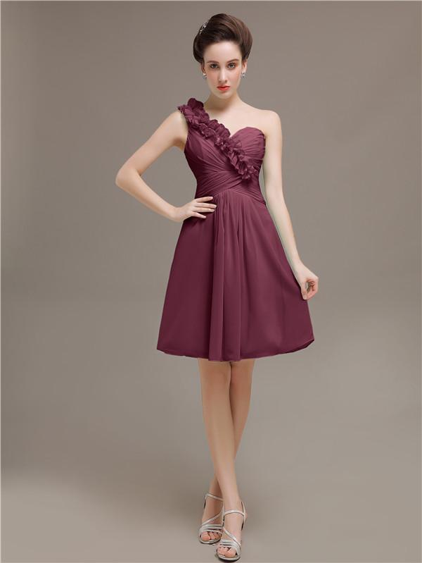 One Shoulder Pleats Bridesmaid Dresses