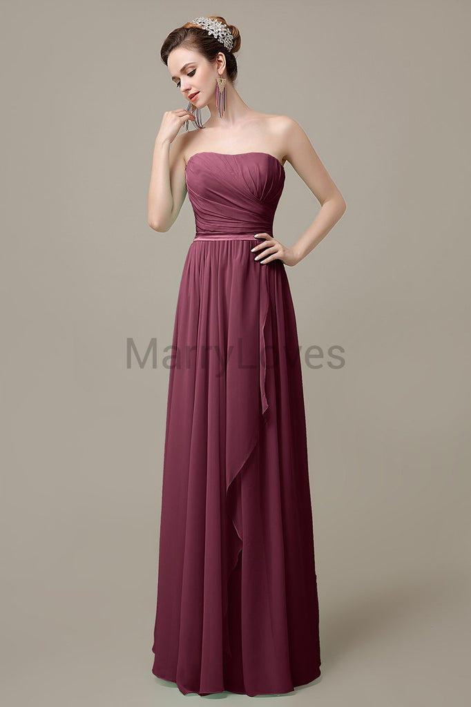 Strapless Pleats Chiffon Bridesmaid Dresses