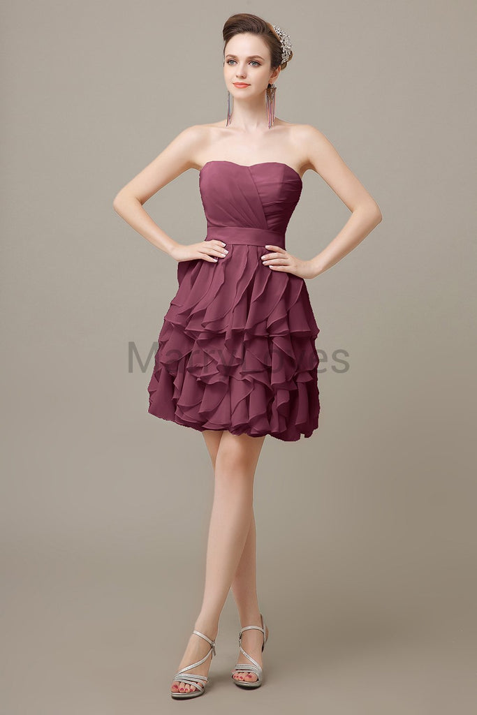 Sweetheart Ruffles Short Bridesmaid Dresses