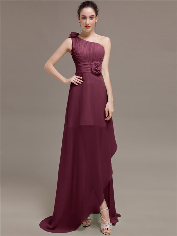 One Shoulder Flowers Bridesmaid Dresses