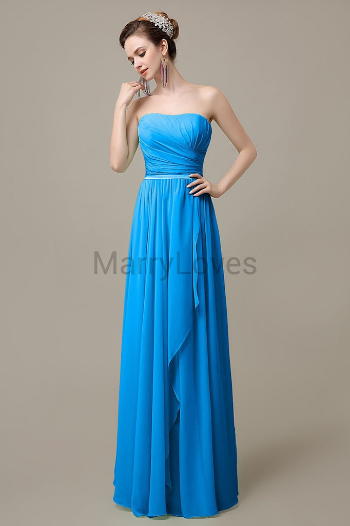 Strapless Pleats Chiffon Bridesmaid Dresses