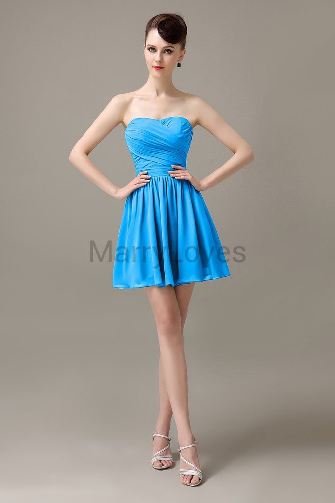 Sweetheart Chiffon Short Bridesmaid Dresses