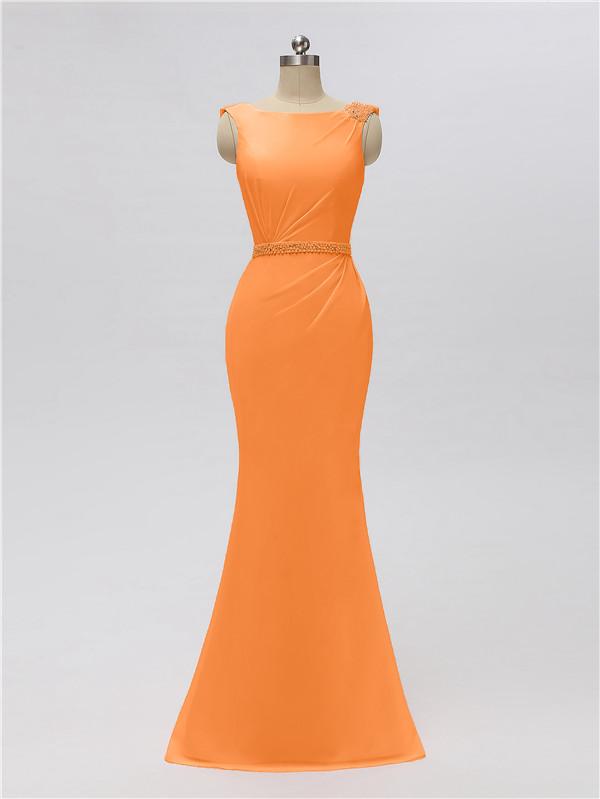 Mermaid Bateau Chiffon Floor Length Bridesmaid Dresses