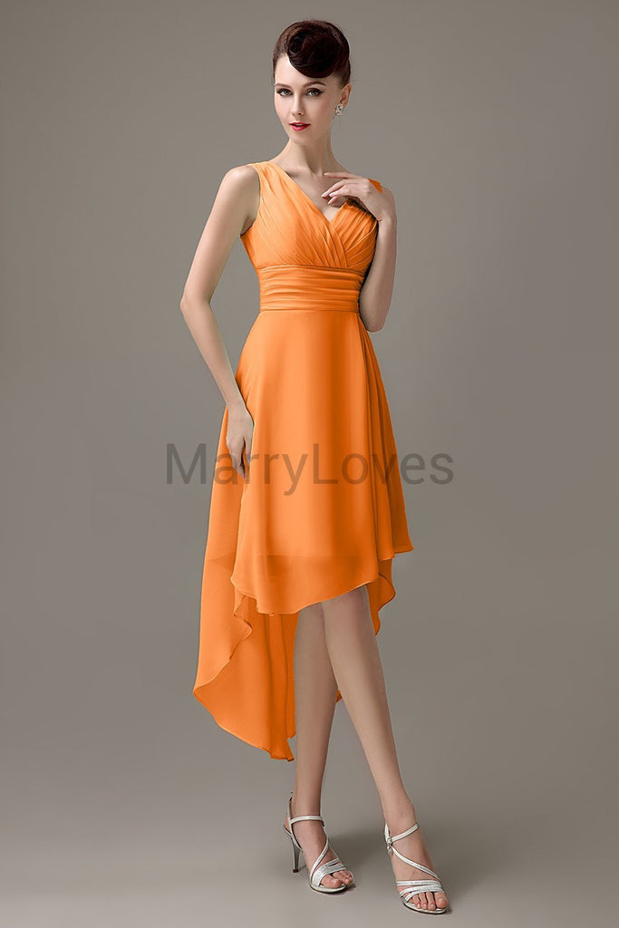 V-Neck Pleated Chiffon Bridesmaid Dresses