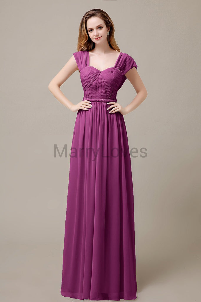 Floor Length Chiffon Bridesmaid Dresses with Pleated