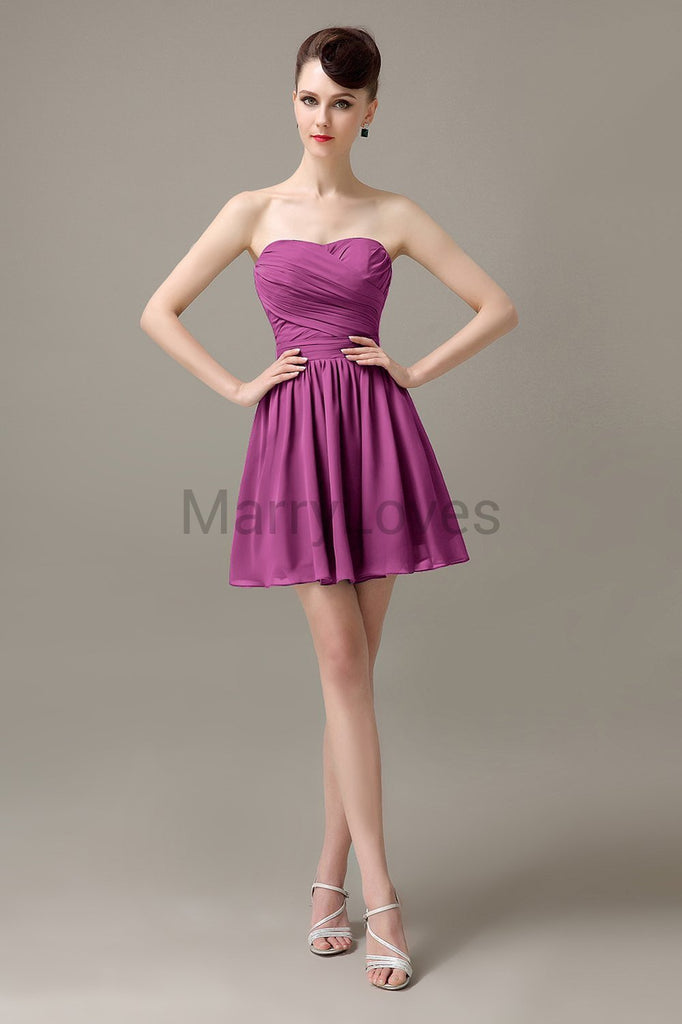 Sweetheart Chiffon Short Bridesmaid Dresses