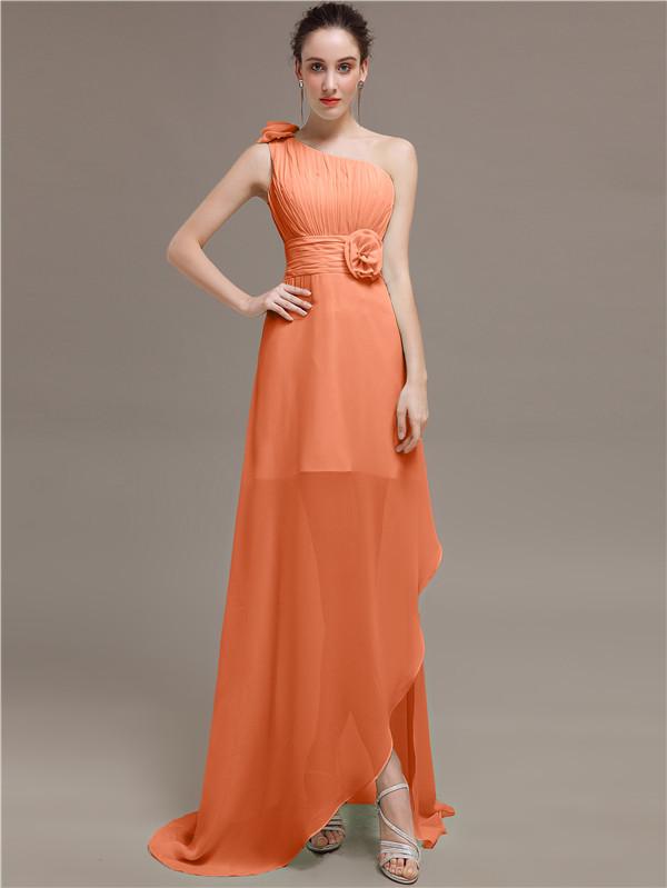 One Shoulder Flowers Bridesmaid Dresses