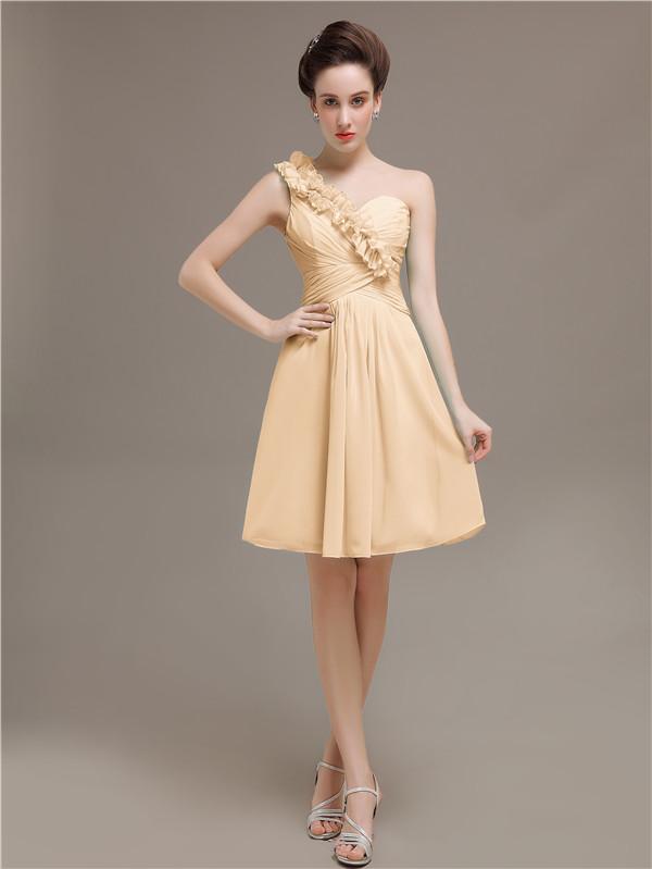 One Shoulder Pleats Bridesmaid Dresses