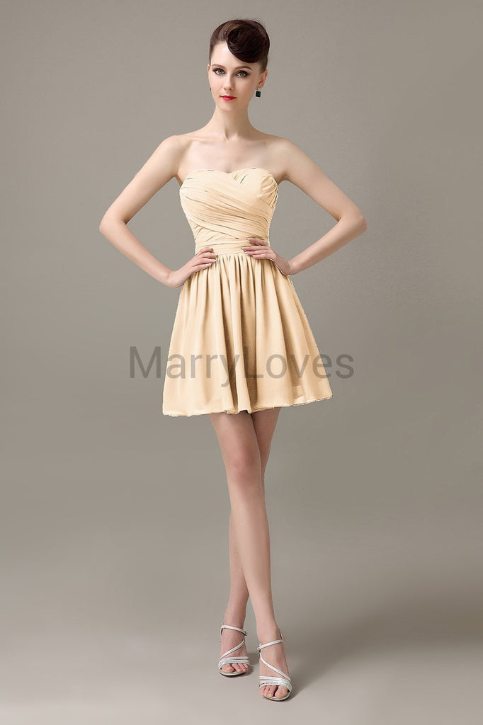 Sweetheart Chiffon Short Bridesmaid Dresses