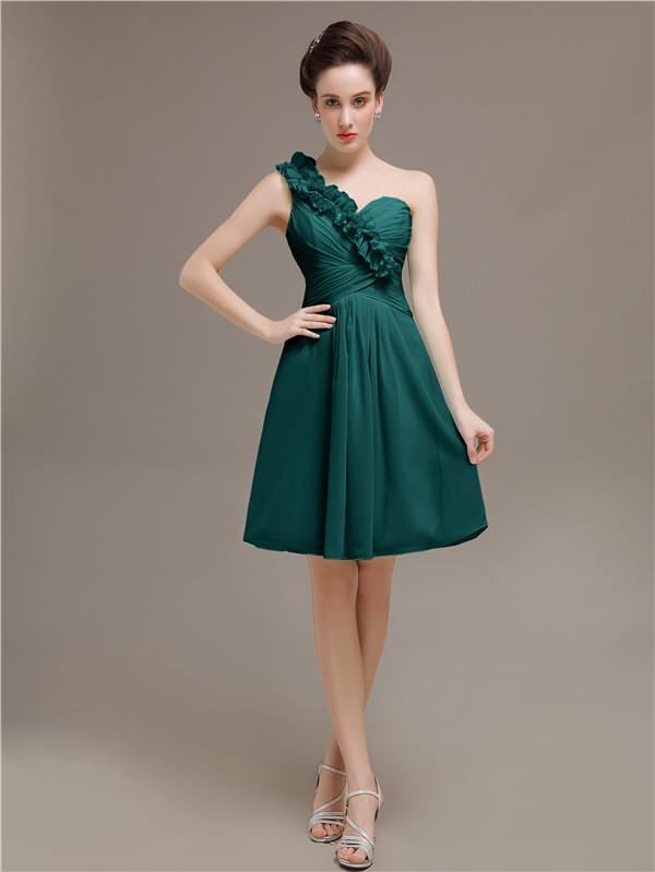 One Shoulder Pleats Bridesmaid Dresses