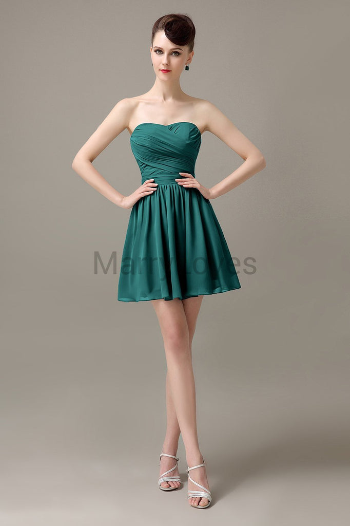 Sweetheart Chiffon Short Bridesmaid Dresses