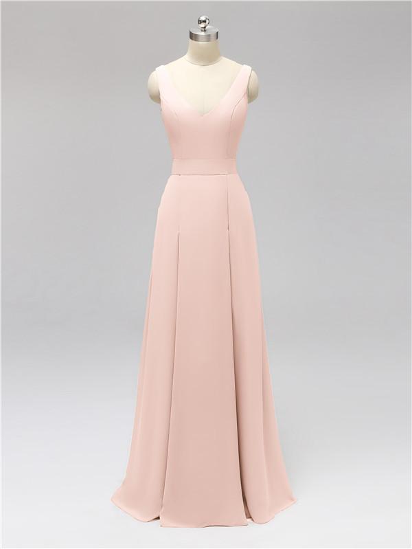 V Neck Floor Length Bridesmaid Dresses