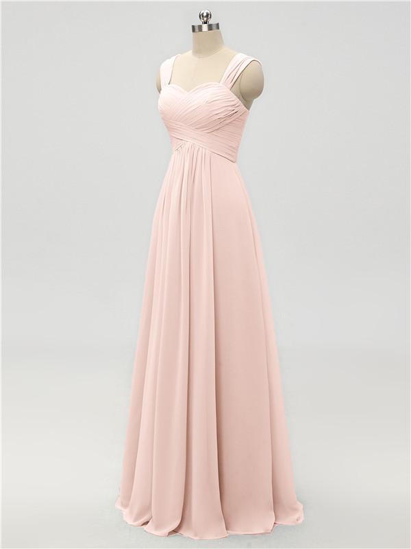 Strap Chiffon Floor Length Bridesmaid Dresses