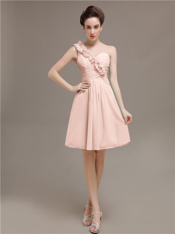 One Shoulder Pleats Bridesmaid Dresses