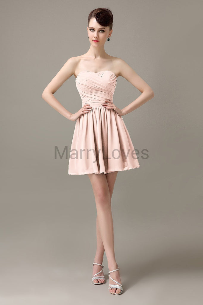 Sweetheart Chiffon Short Bridesmaid Dresses
