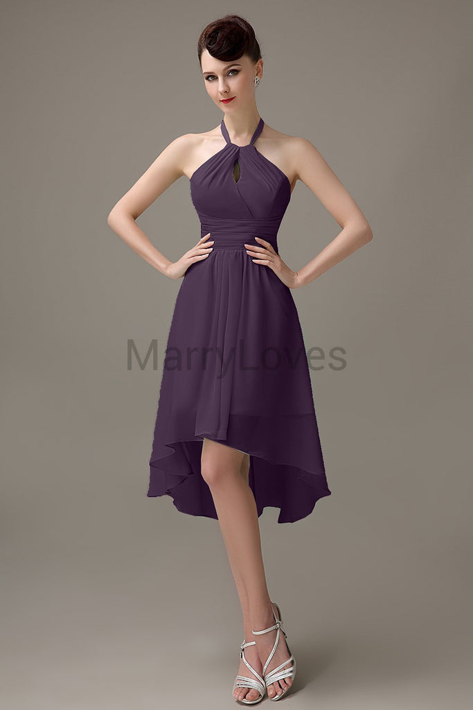 Halter High-Low Chiffon Bridesmaid Dresses