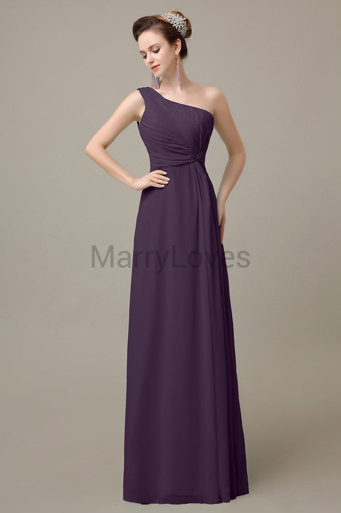 One Shoulder Long Chiffon Bridesmaid Dresses