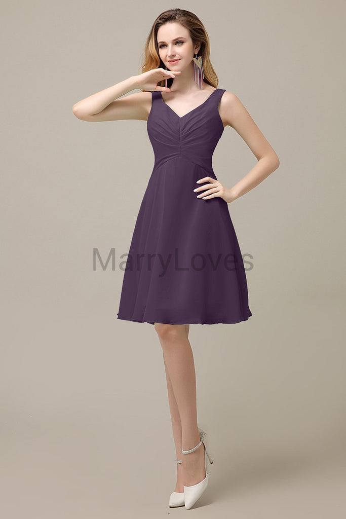 Simple V-Neck Chiffon Bridesmaid Dresses