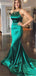 Mermaid Halter Sleeveless Lace-up Back Long Green Prom Dresses, PD0556