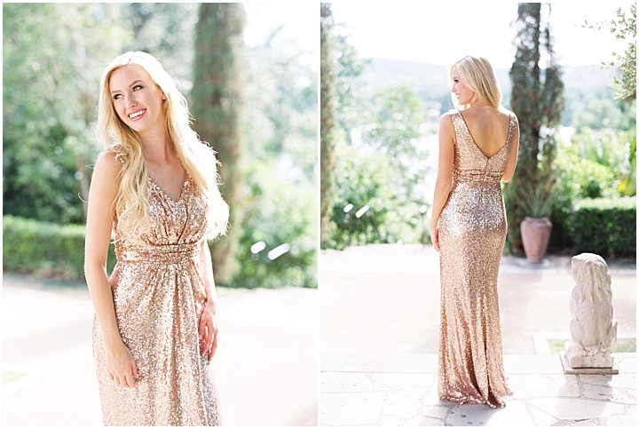 Sheath One-shoulder V-neck Sleeveless Long Sequins Bridesmaid Dresses, BD0615