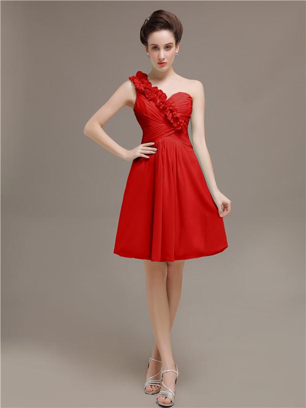 One Shoulder Pleats Bridesmaid Dresses