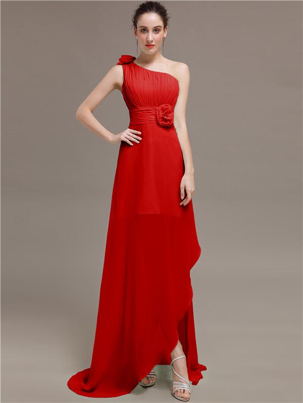 One Shoulder Flowers Bridesmaid Dresses