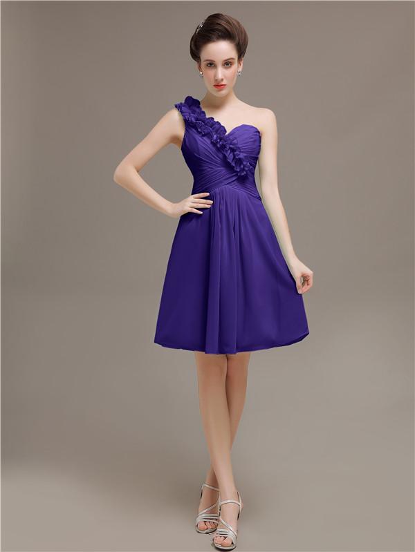 One Shoulder Pleats Bridesmaid Dresses