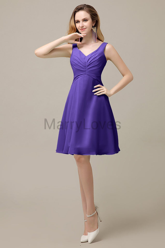 Simple V-Neck Chiffon Bridesmaid Dresses