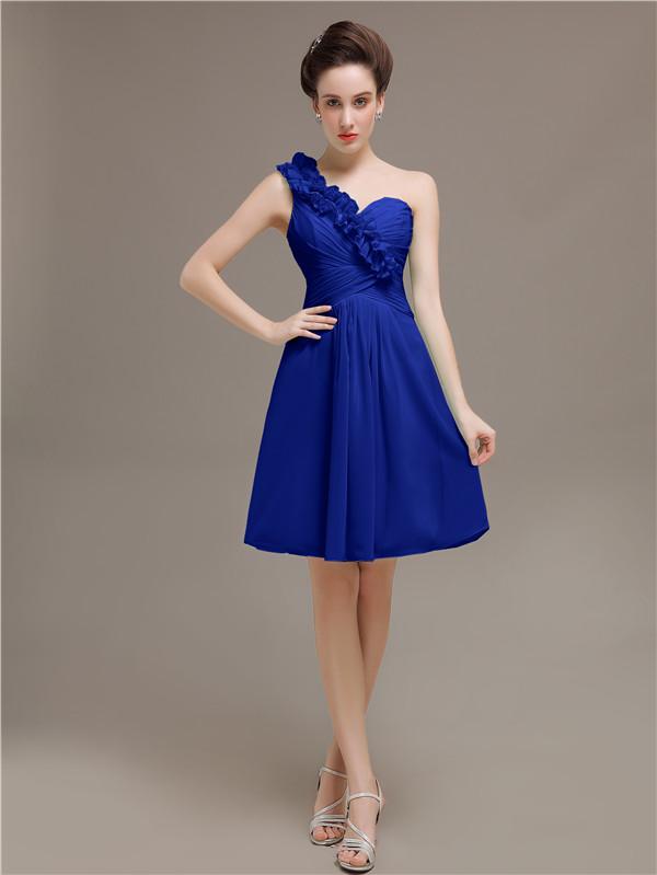 One Shoulder Pleats Bridesmaid Dresses