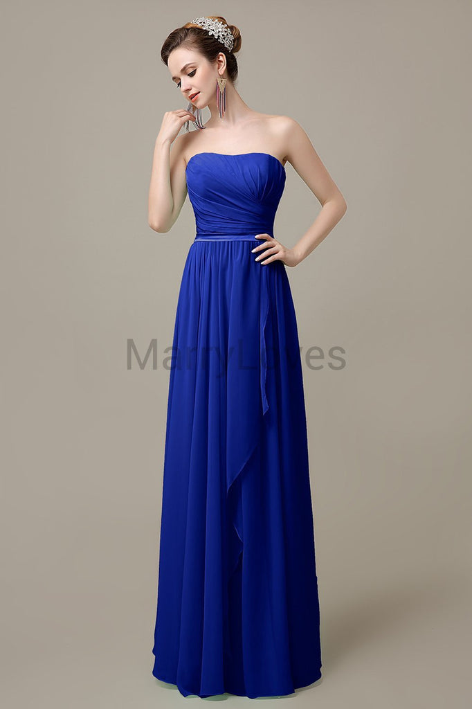 Strapless Pleats Chiffon Bridesmaid Dresses