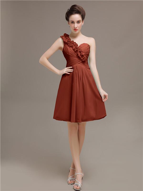 One Shoulder Pleats Bridesmaid Dresses