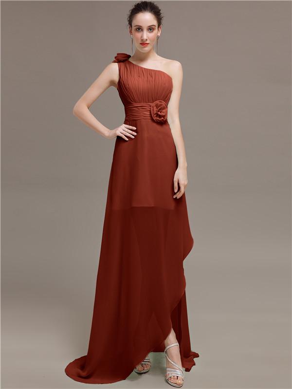 One Shoulder Flowers Bridesmaid Dresses