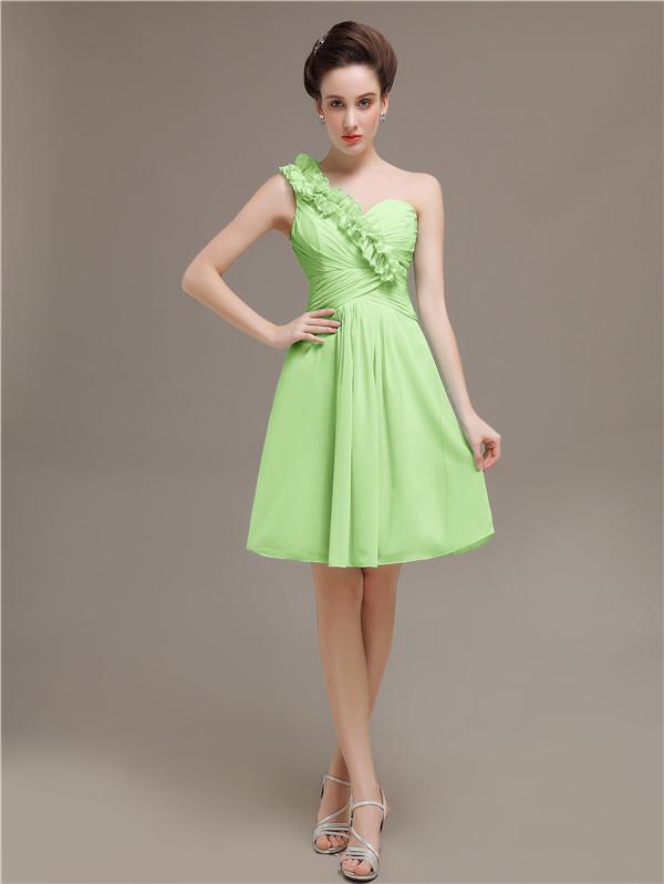 One Shoulder Pleats Bridesmaid Dresses
